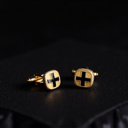 Massive Gold-Manschettenknöpfe mit einem Onyx-Inlay.